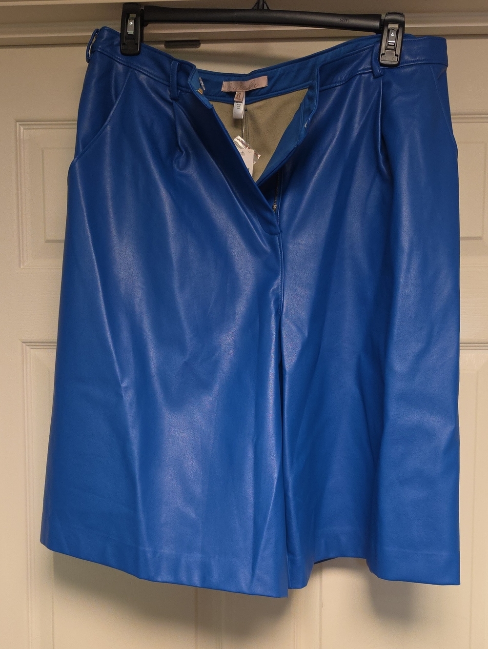 Avec Les Filles Bold Blue Faux Leather Bermudas
